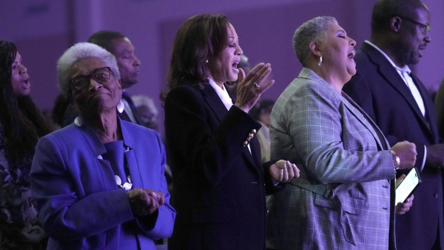 Harris appeals to Black voters at Sunday service