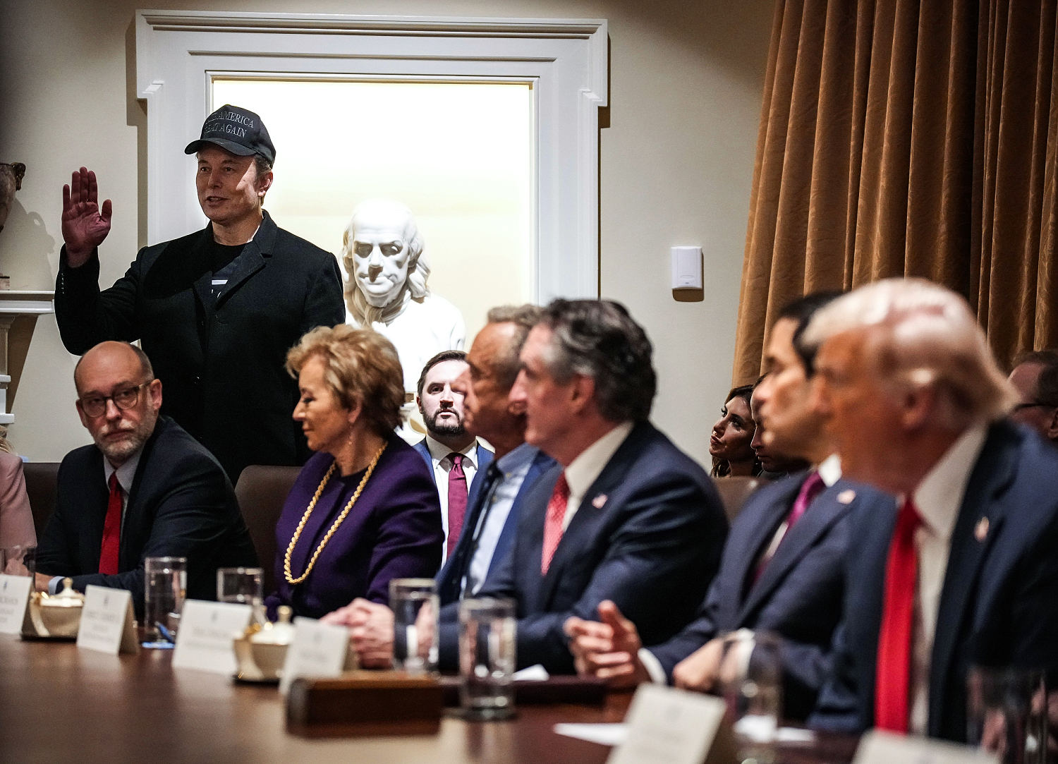 Why did Elon Musk take center stage at a White House Cabinet meeting?