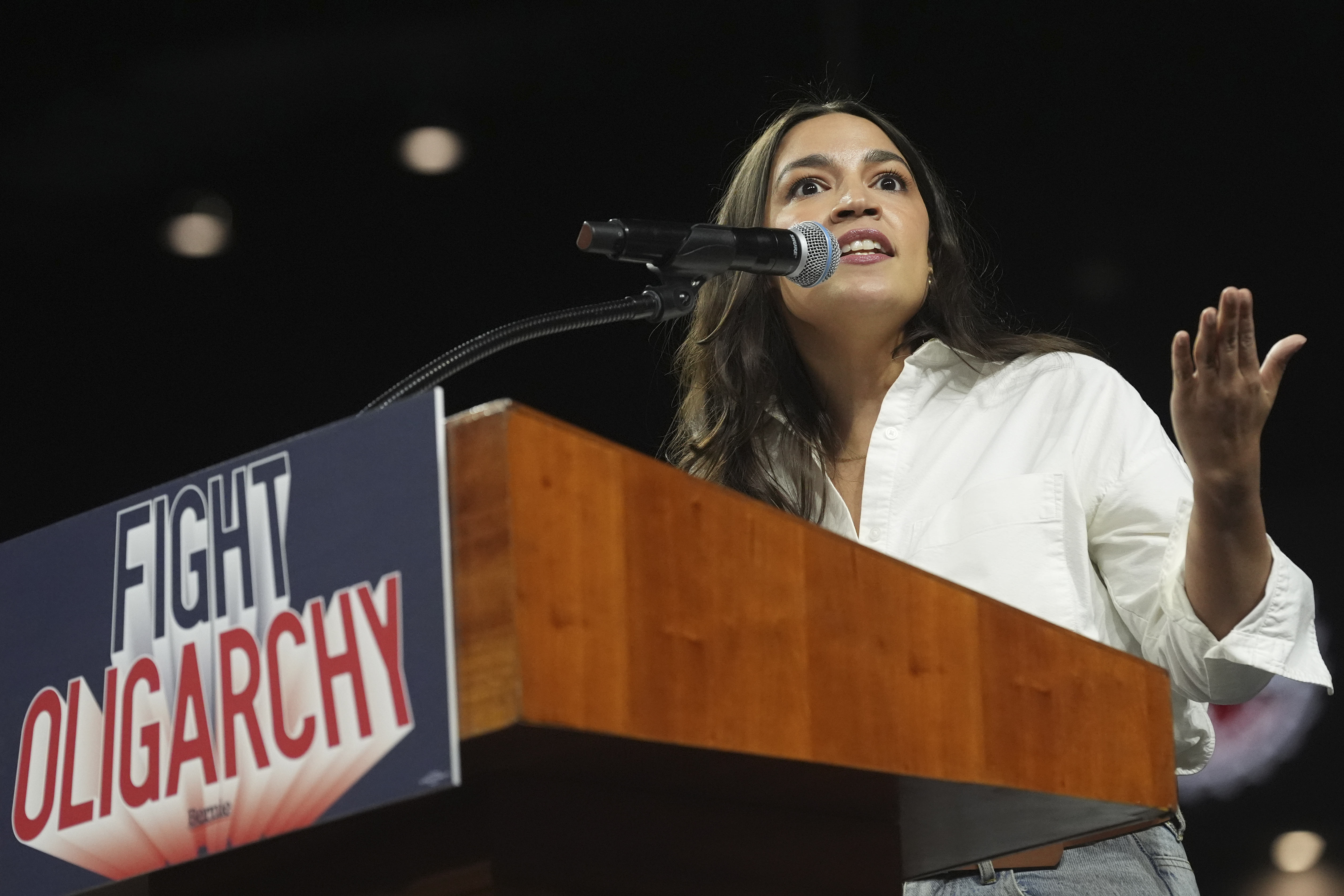 Rep. Alexandria Ocasio-Cortez, D-N.Y., speaks during a 