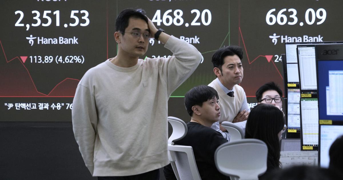 The Latest: Markets sink as Trump’s tariffs roil global trading system