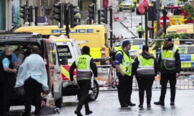 At least 27 hurt as van hits pedestrians at parade celebrating soccer win in England