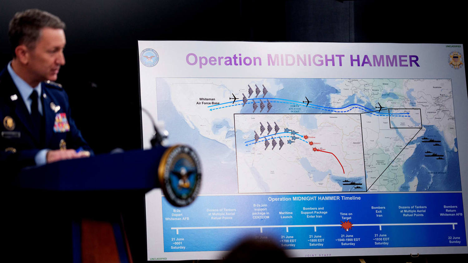 125 military aircraft and 25 minutes. How Operation Midnight Hammer unfolded.