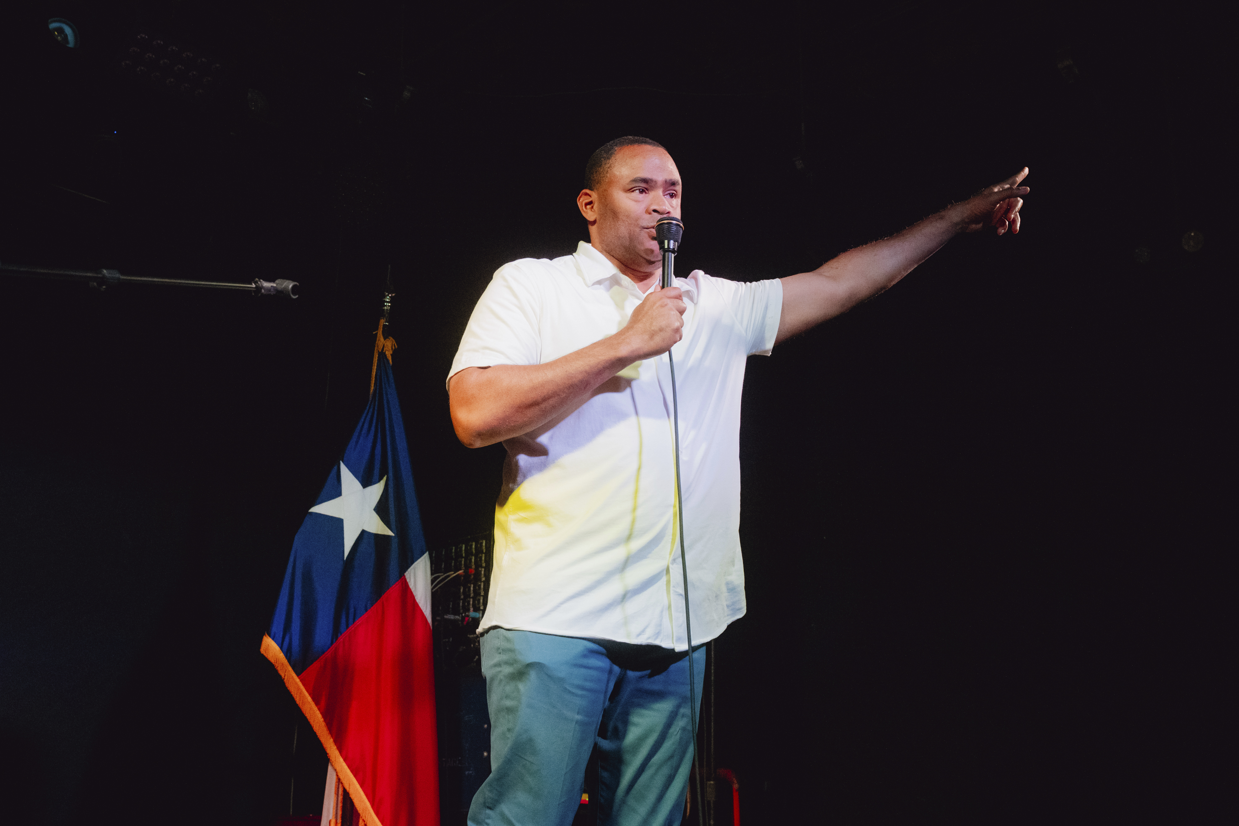  Rep. Marc Veasey, D-Texas, speaks at a campaign event for Rep. Colin Allred, D-Texas, at Tulips FTW, Saturday, Oct. 5, 2024, in Fort Worth, Texas. (AP Photo/Desiree Rios)