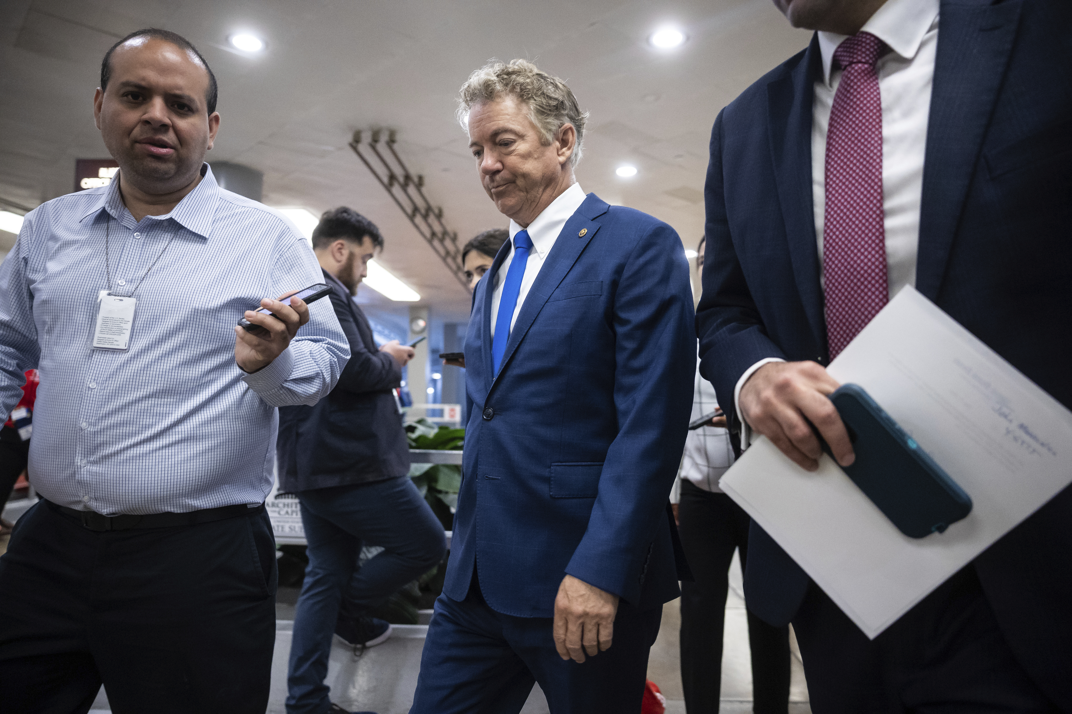 Sen. Rand Paul (R-Ky.) speaks with reporters as he walks to a vote at the U.S. Capitol, June 17, 2025.