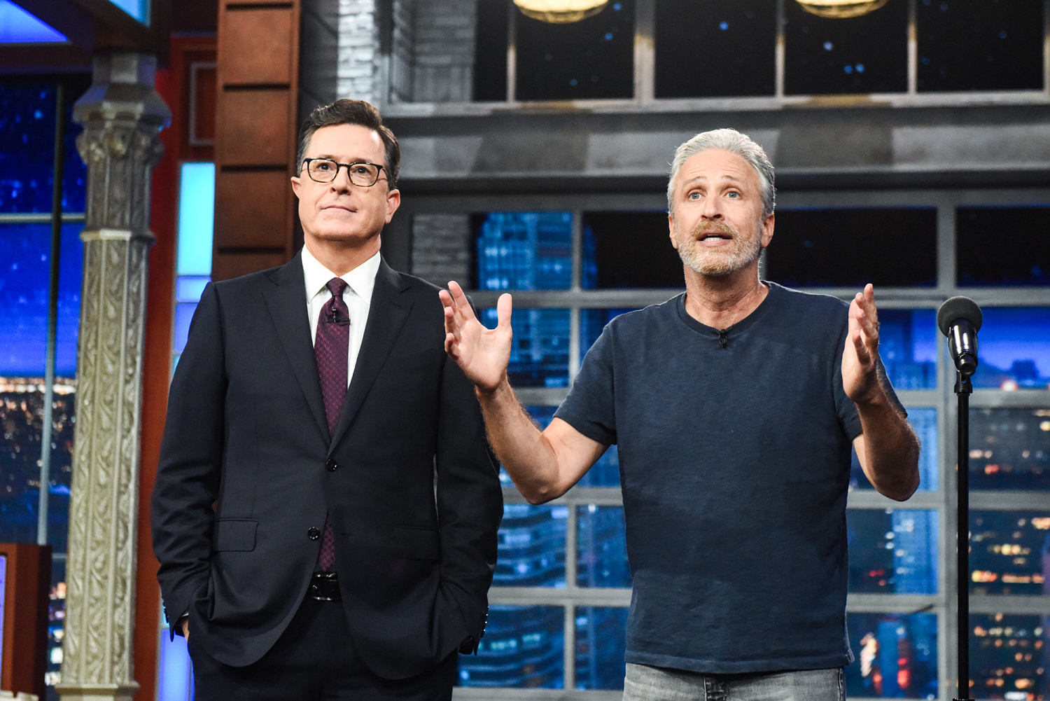 Jon Stewart’s impassioned response to Stephen Colbert’s cancellation was deeply sobering