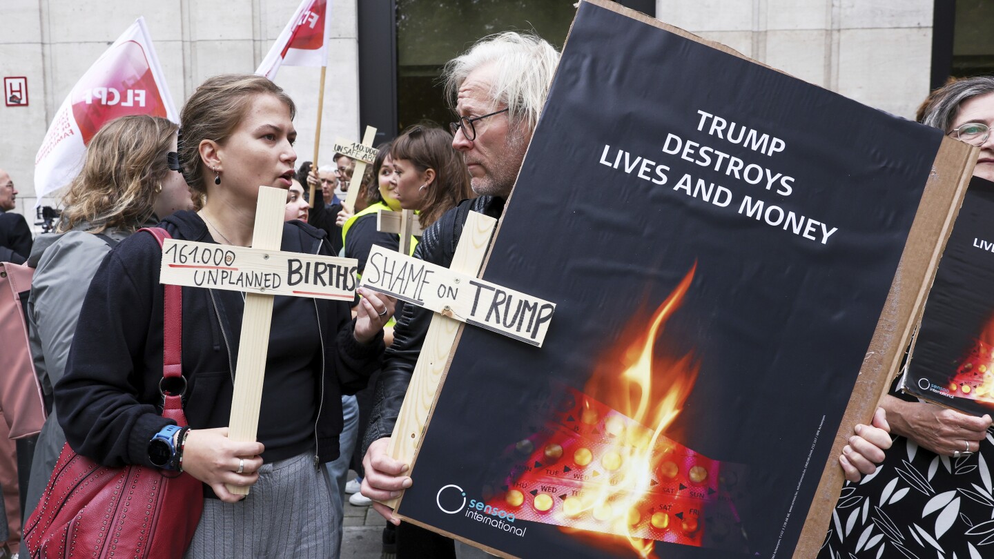 Women’s rights activists rally in Belgium fearing US plans for birth control supplies