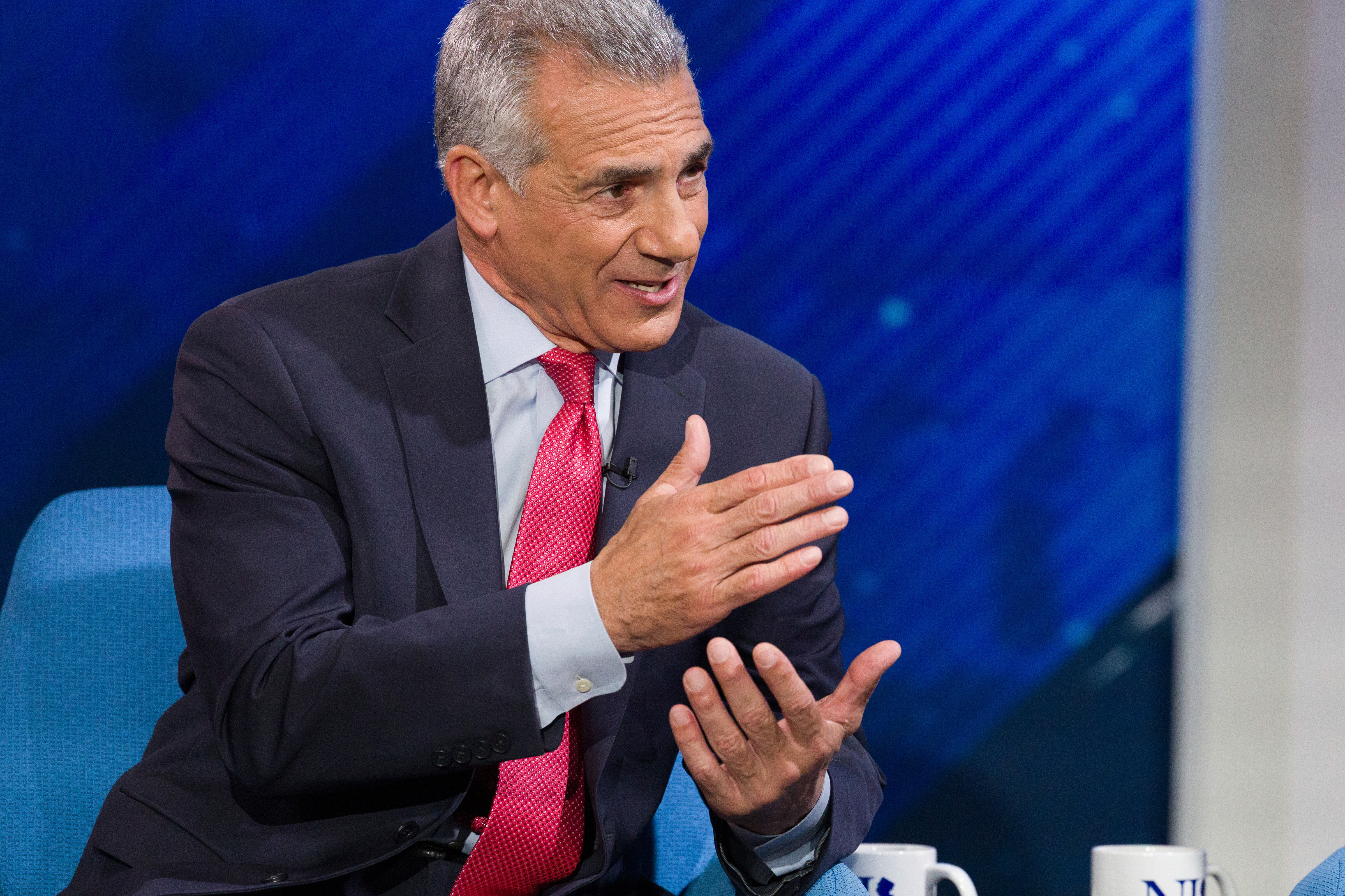 Candidate and former Assemblyman Jack Ciattarelli discusses the issues at the New Jersey Republican gubernatorial primary debate, at NJ PBS Studios, Wednesday, May 7, 2025, in Newark, N.J.