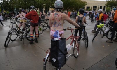 Naked bike riders demonstrate against troops in Portland…