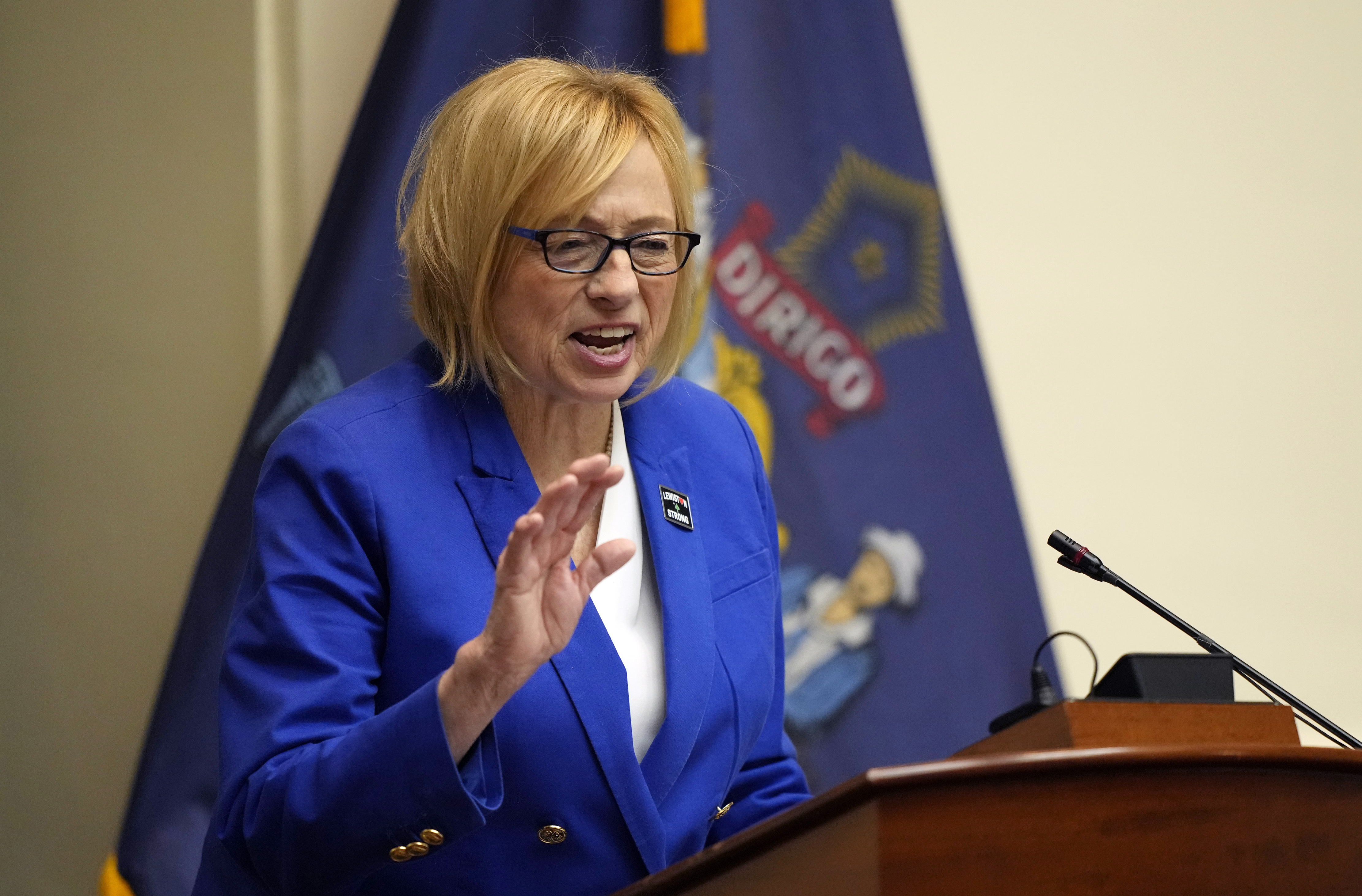 FILE - Democratic Gov. Janet Mills delivers her State of the State address, Tuesday, Jan. 30, 2024, at the State House in Augusta, Maine. (AP Photo/Robert F. Bukaty, File)