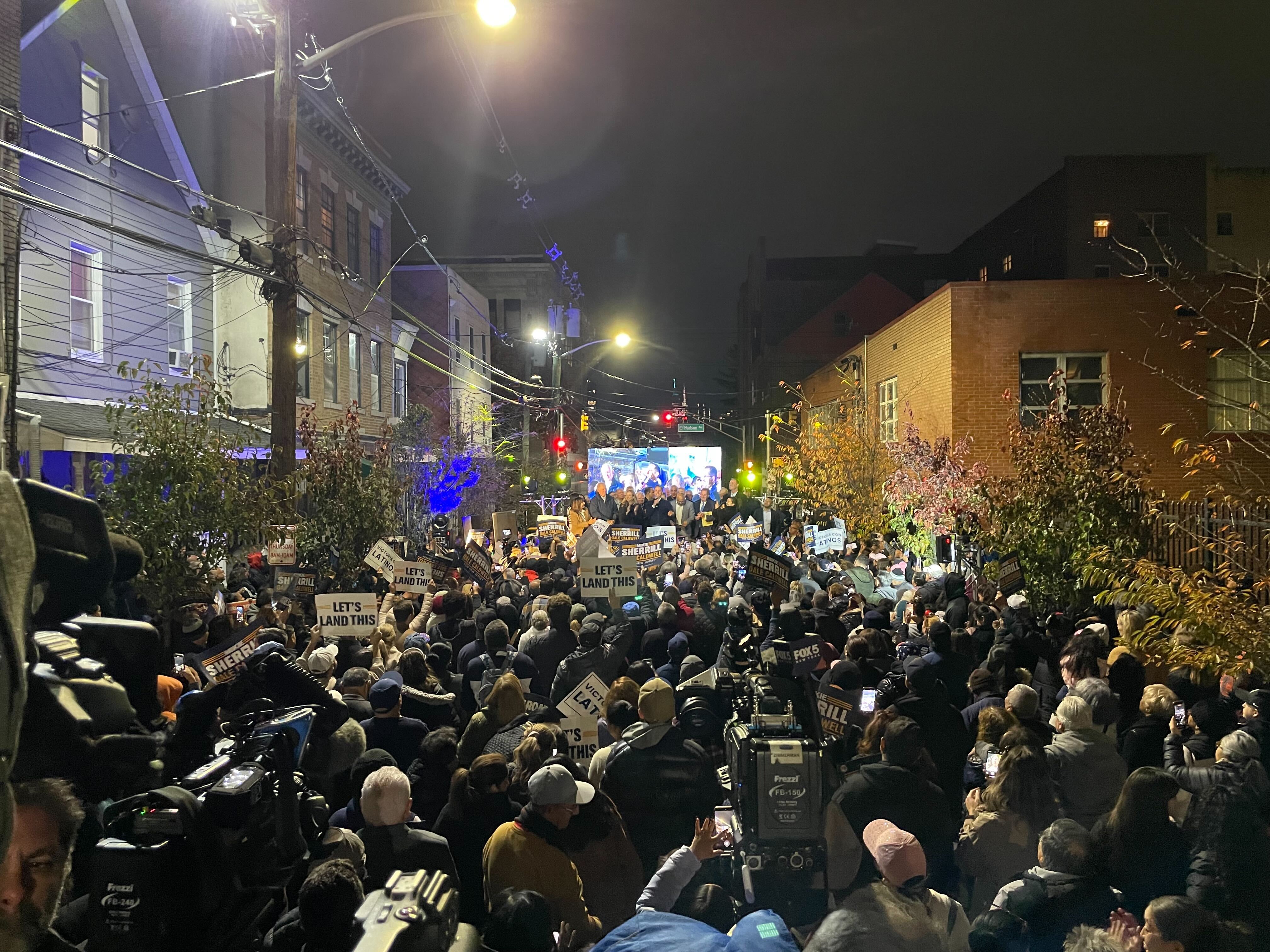 Democrat Mikie Sherrill rallies in Union City on Nov. 3, 2025.