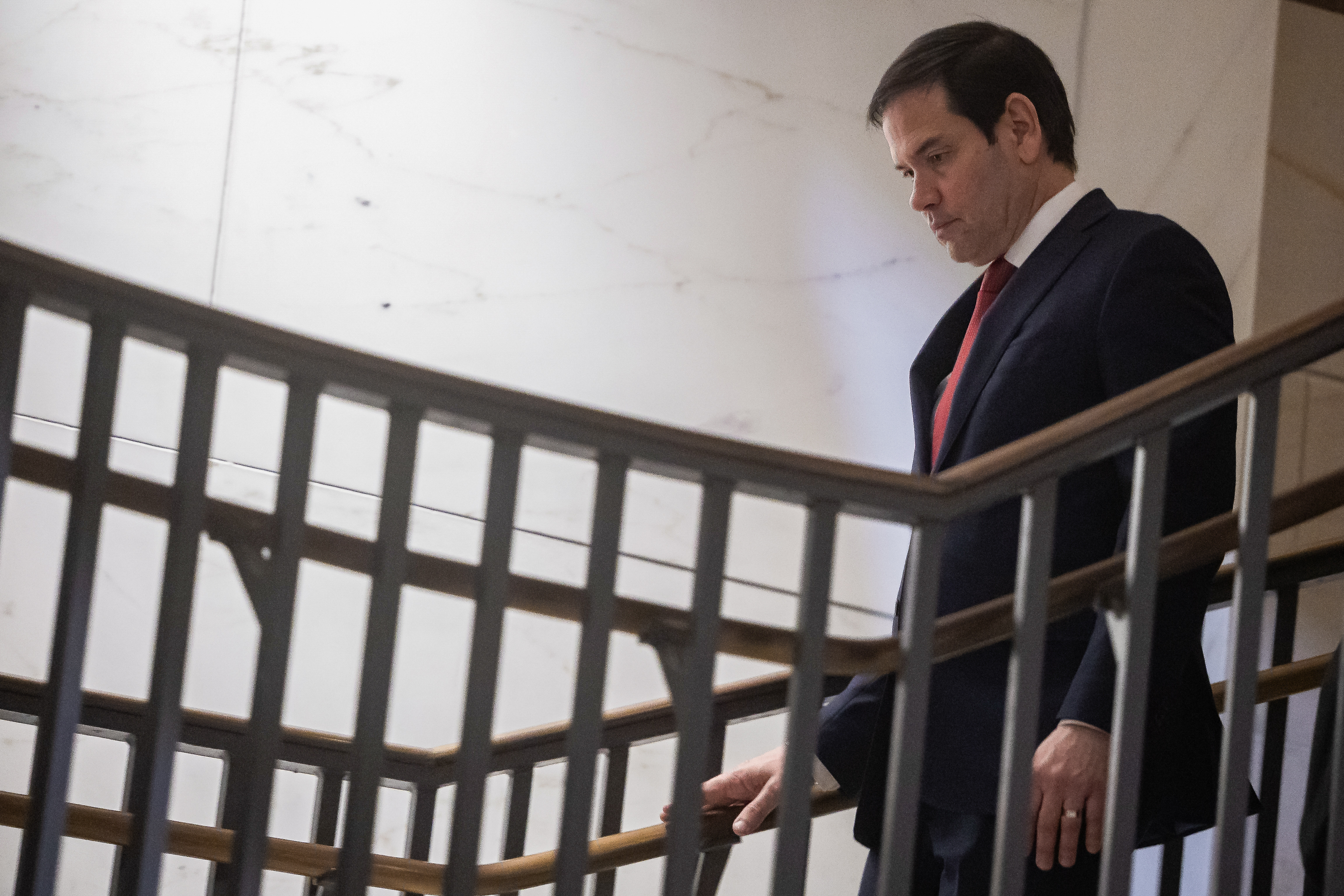 Rubio arrives to brief members of Congress on Capitol Hill, on Jan. 5.