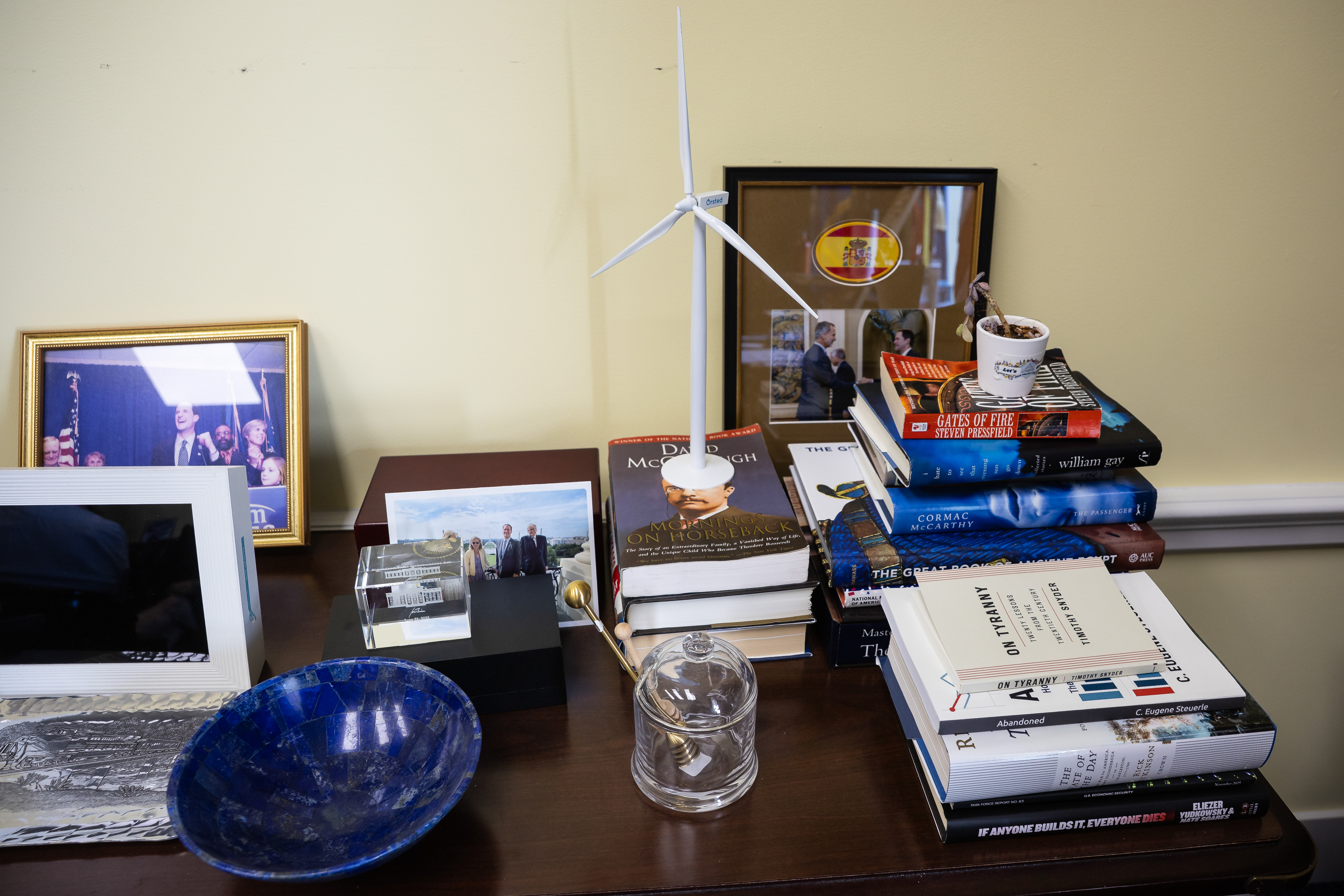 Personal items are seen in Himes' office on Capitol Hill in Washington, April 23, 2026.