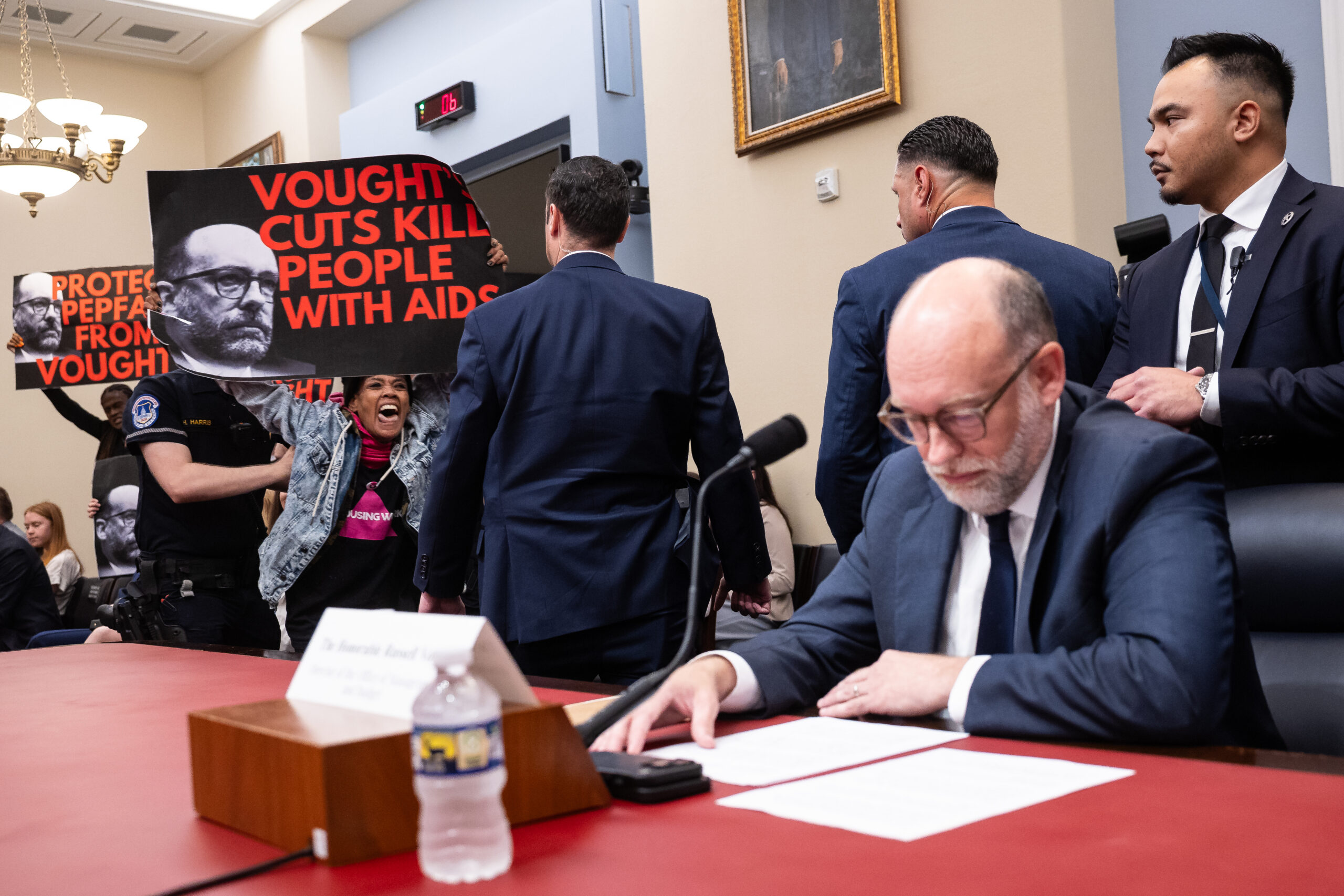 AIDS activists disrupt Vought’s testimony on Trump’s budget