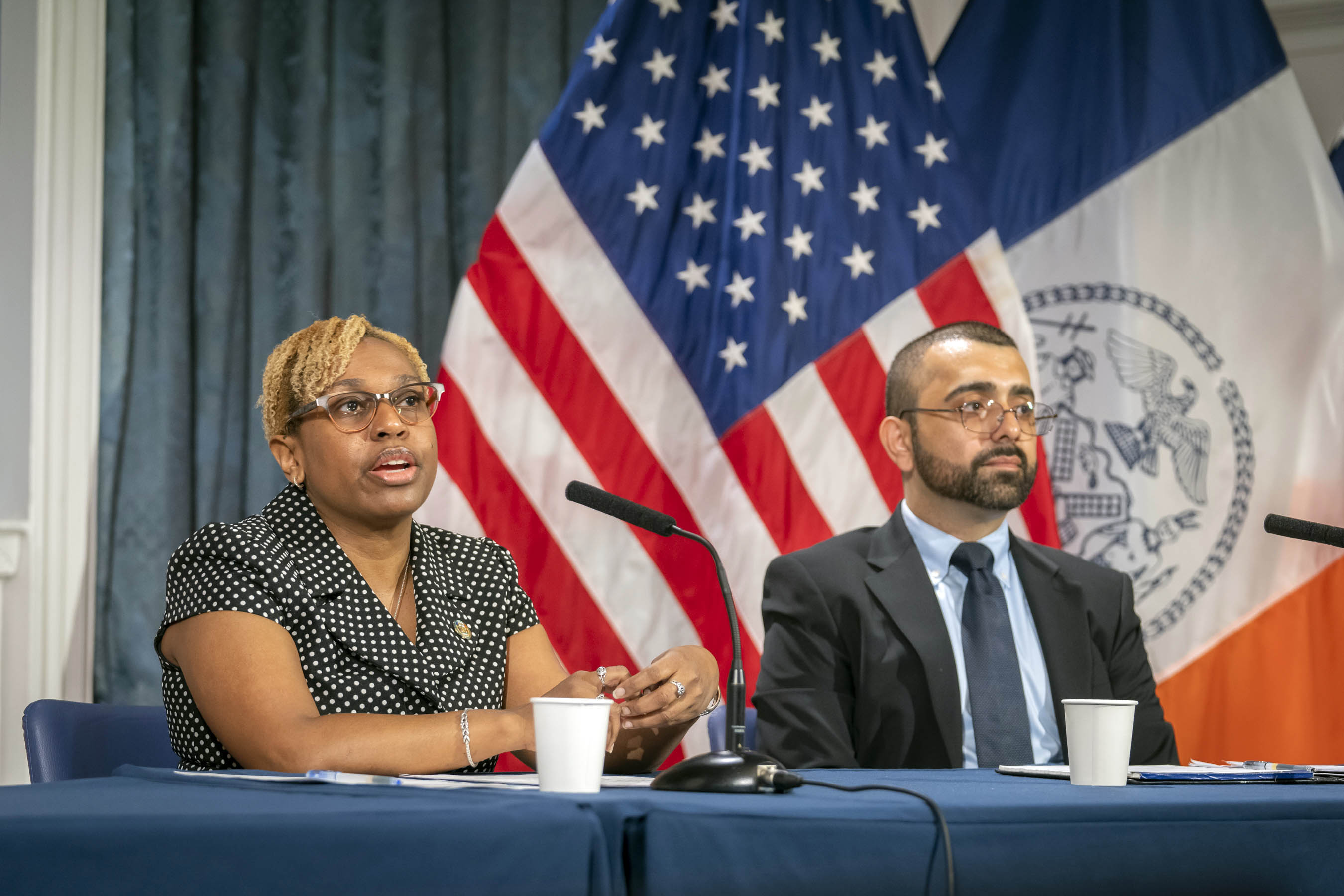Hassan Naveed (right), former director of New York City's Office for the Prevention of Hate Crimes, is the new chief of staff to Deputy Mayor for Community Safety Renita Francois. 