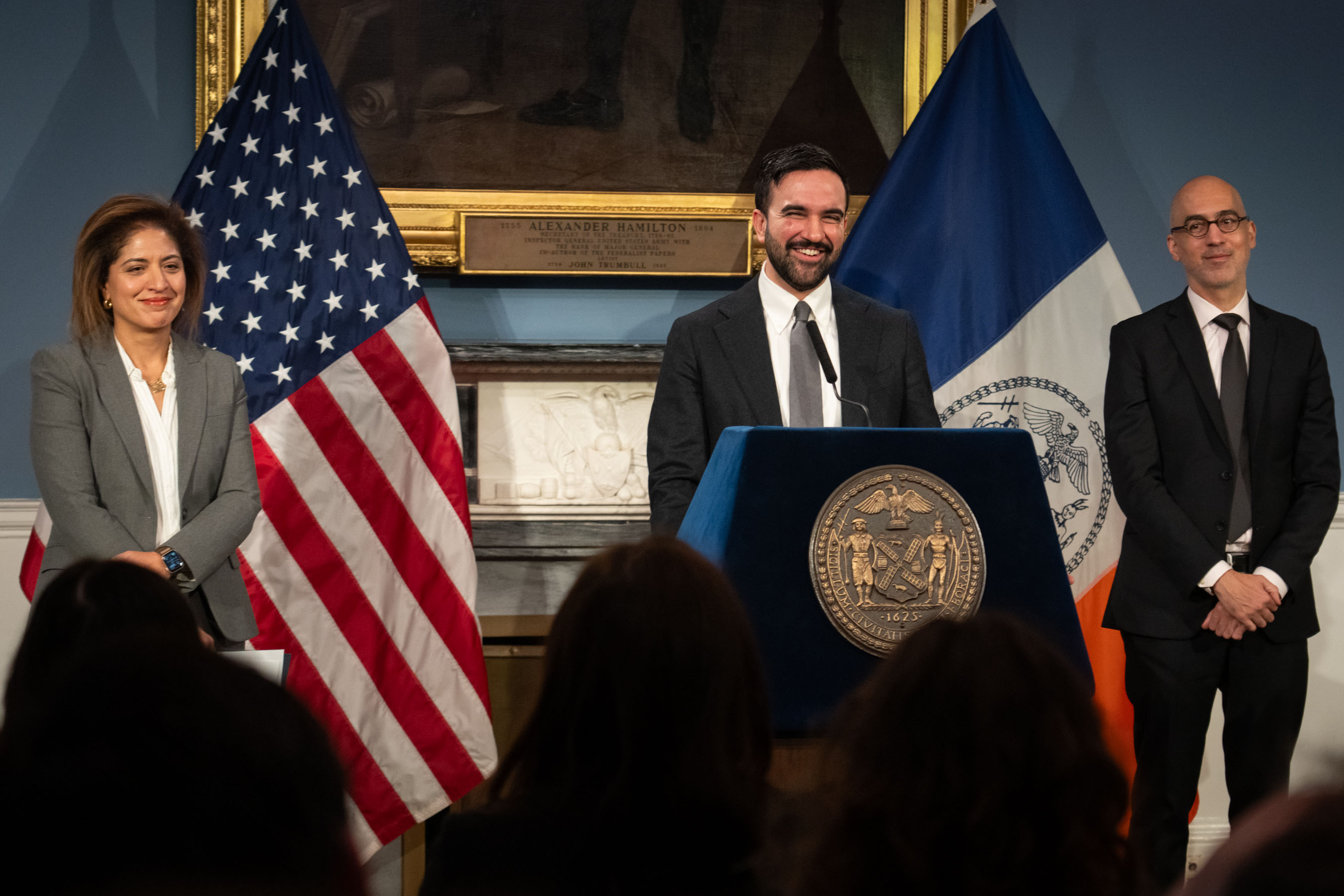 Mayor Zohran Mamdani nominated former federal prosecutor Nadia Shihata (far left) to lead New York City's Department of Investigations. 