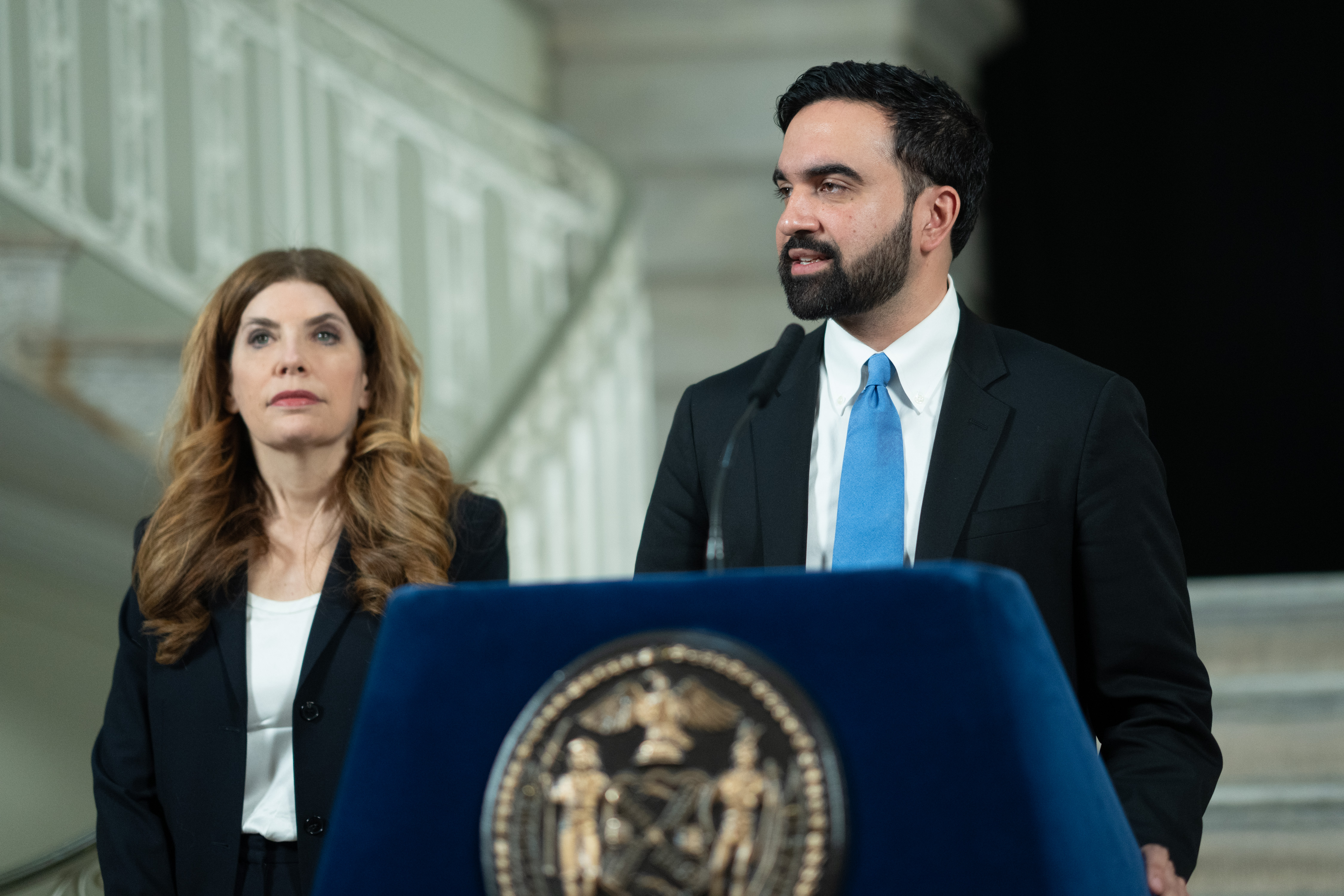 Mayor Zohran Mamdani and Council Speaker Julie Menin held a joint press conference on Tuesday urging for tax credit reforms. 