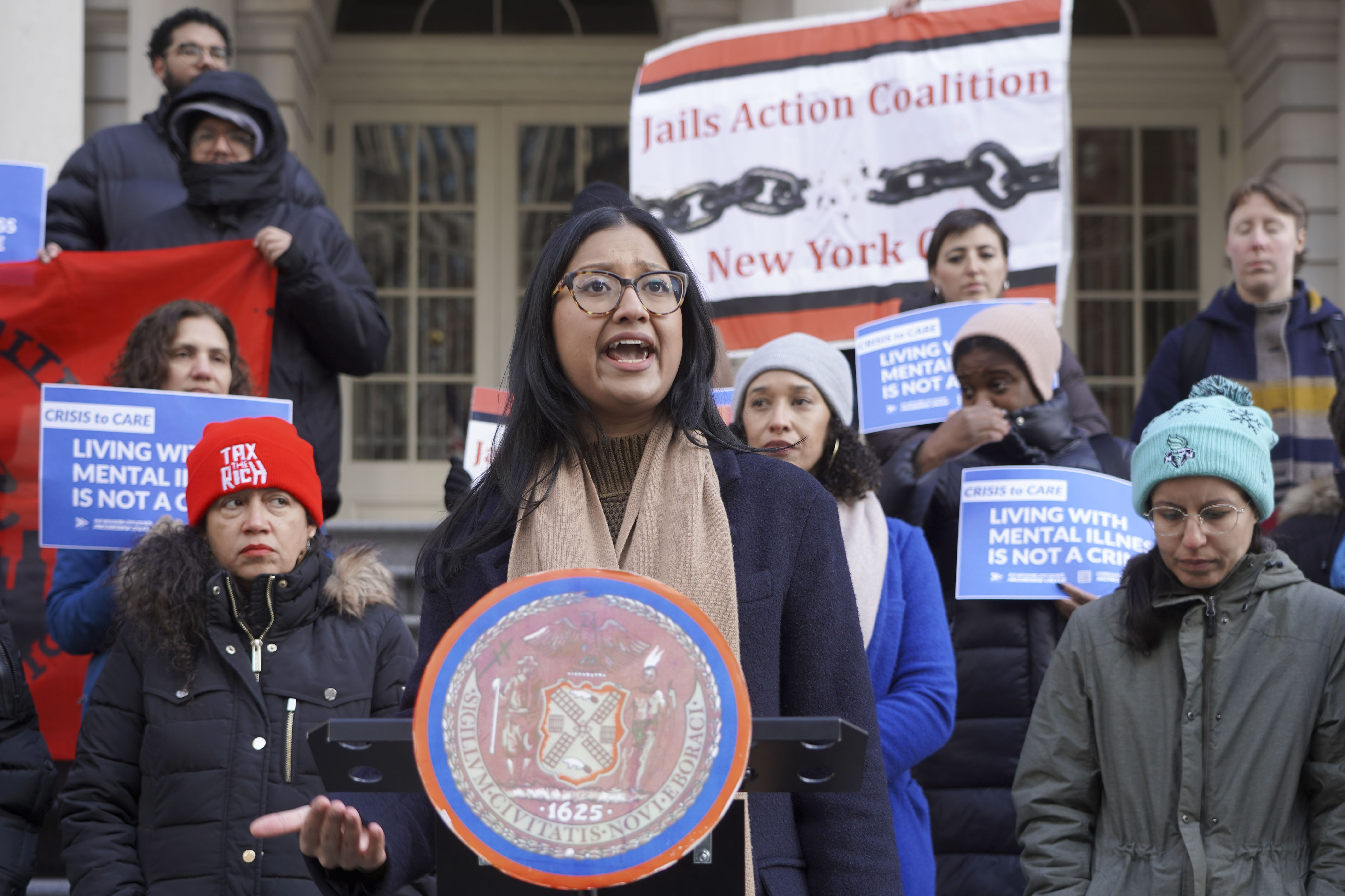 City Council member Shahana Hanif criticized two woman for attending a protest outside Gracie Mansion. 
