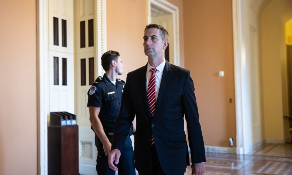 Tom Cotton, the Senate’s foremost Iran hawk, is in a Trump-induced jam