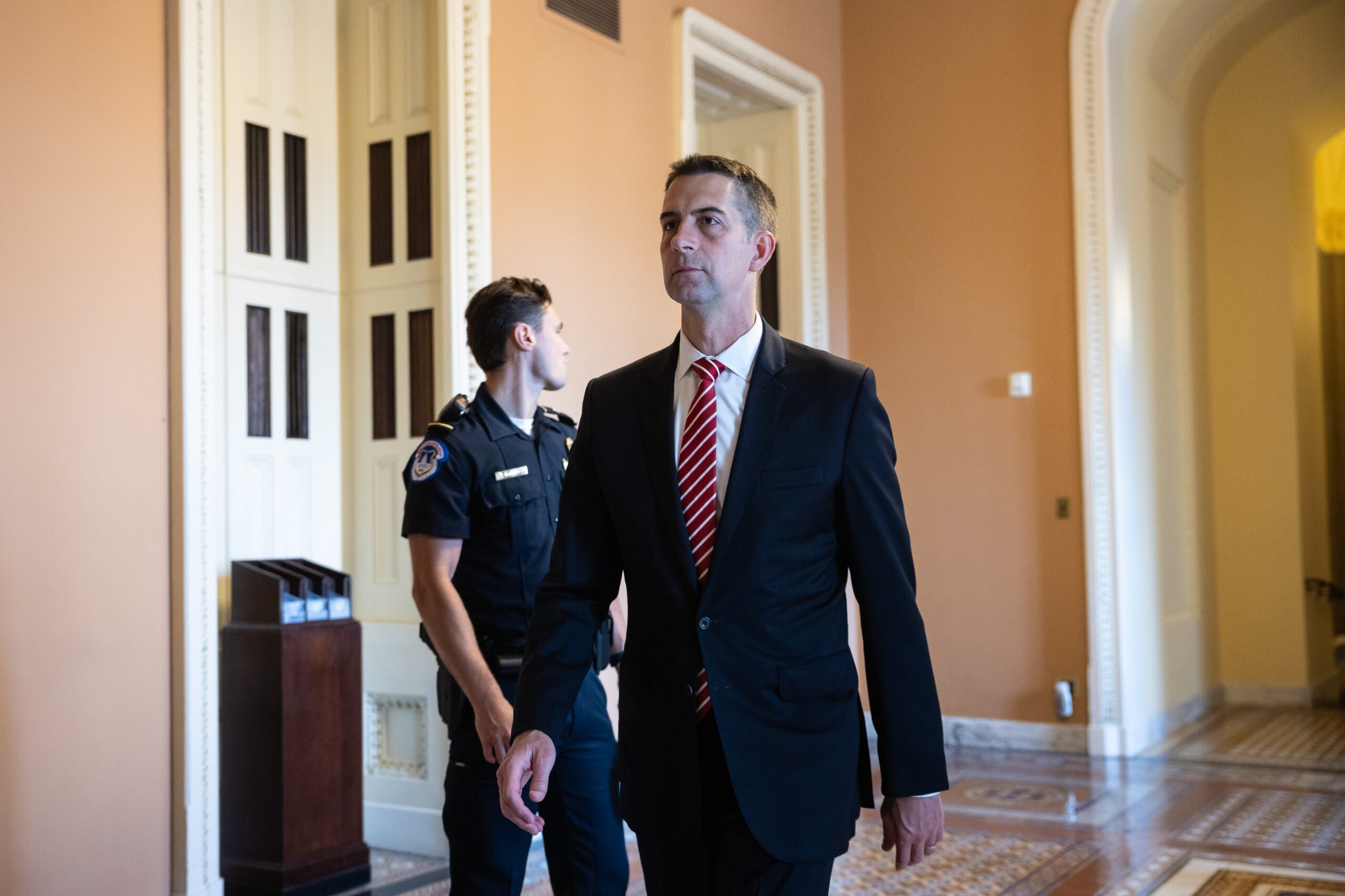 Tom Cotton, the Senate’s foremost Iran hawk, is in a Trump-induced jam