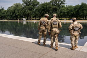 National Guard and Park Police patrol as coating peels…