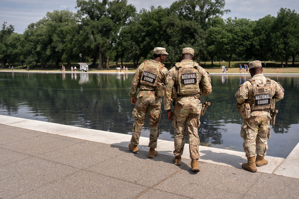National Guard and Park Police patrol as coating peels…