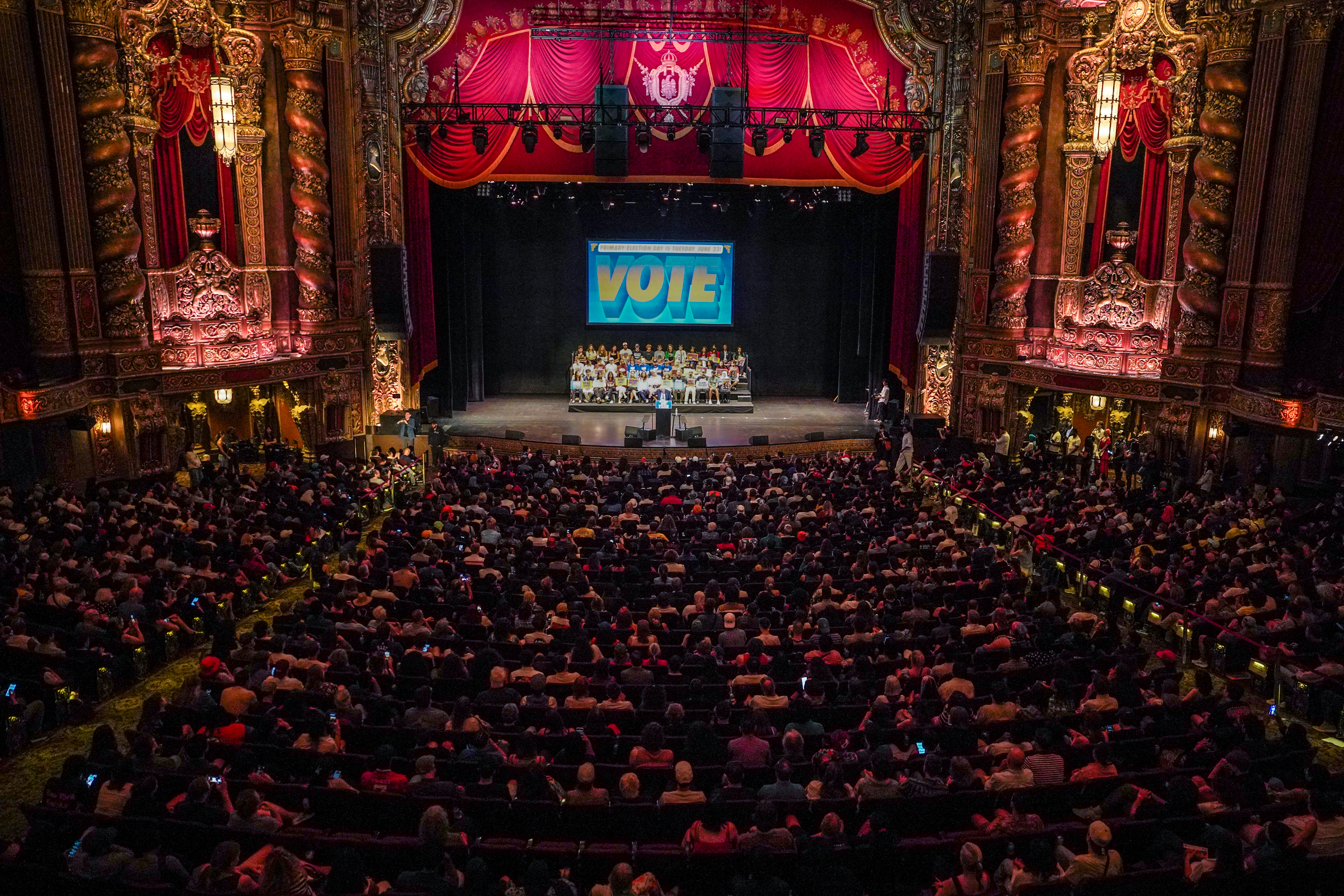 Sen. Bernie Sanders speaks during a get out the vote rally ahead of New York's primary election on June 18, 2026, in Brooklyn.