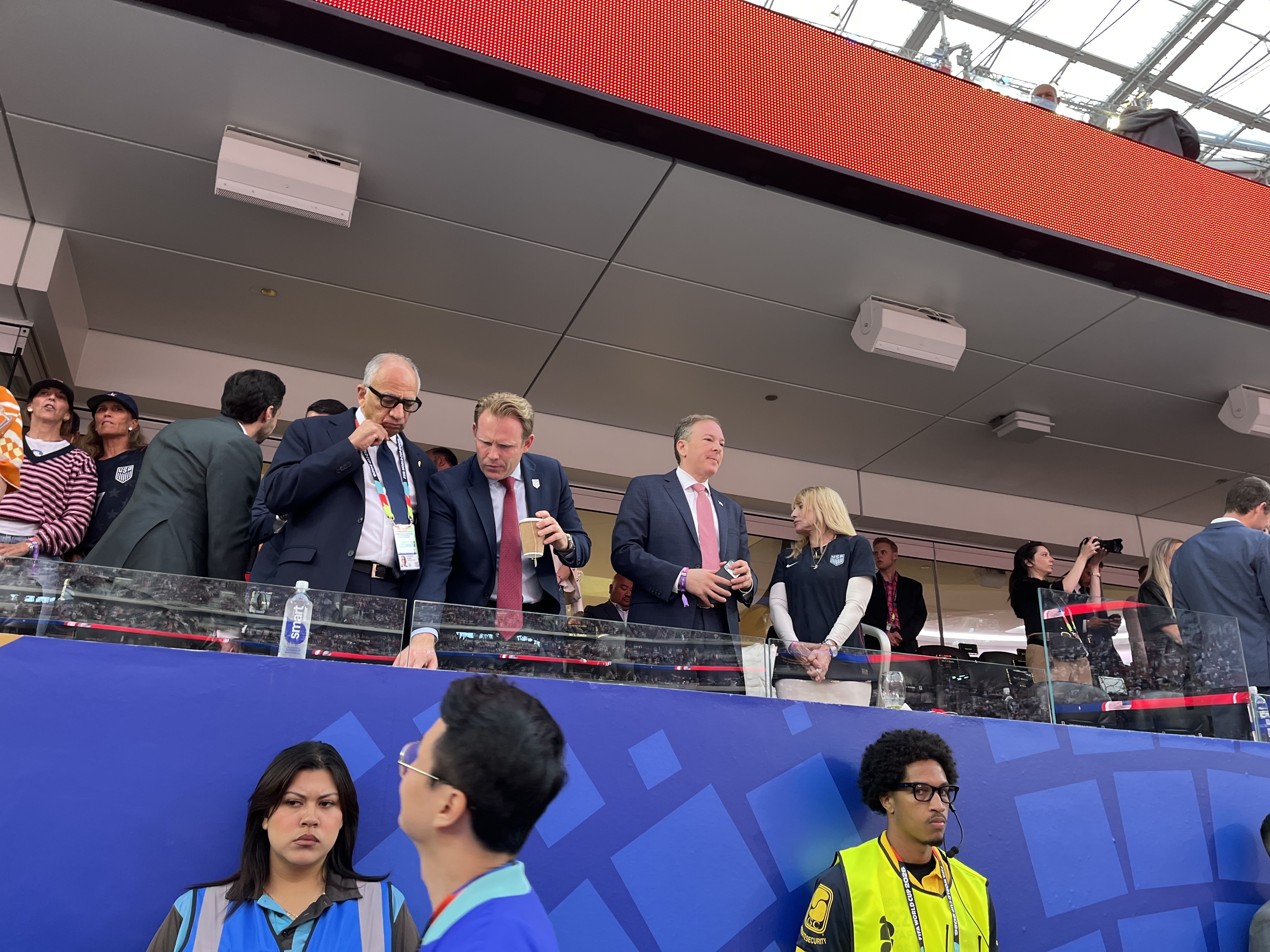 From left, Carlos Cordeiro, Andrew Giuliani and Lee Zeldin are seen before the match.