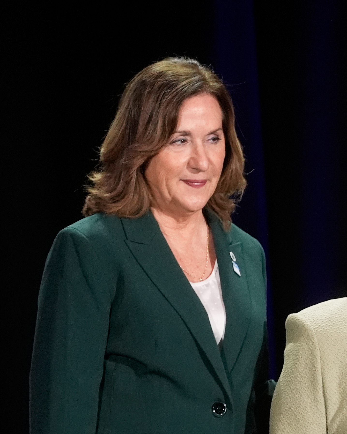 Santa Clara Mayor Lisa Gillmor is seen during the official Super Bowl Handoff ceremony in San Francisco, on Feb. 9, 2026.