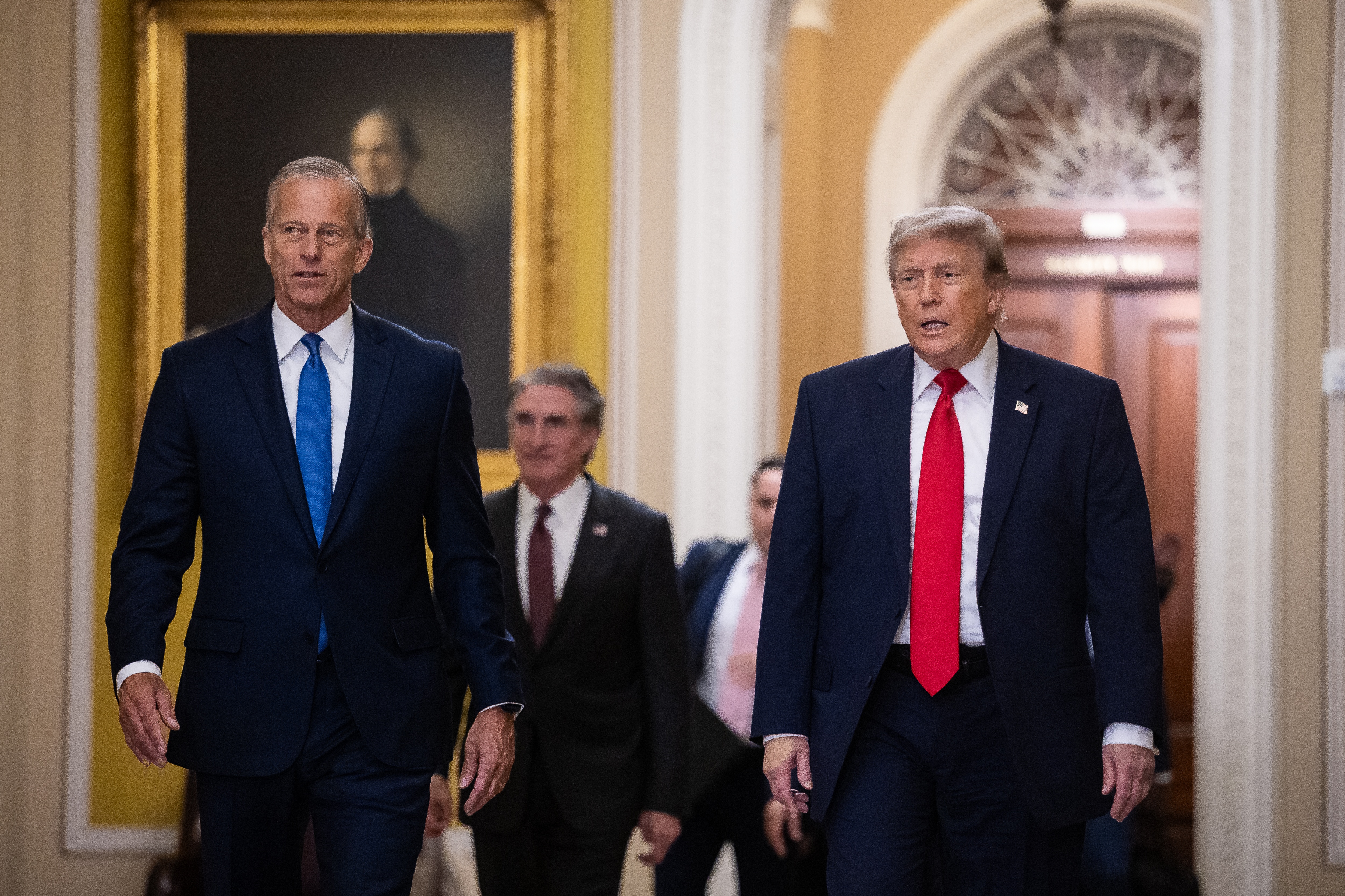 Trump visited the Senate in June — at the invitation of Florida Sen. Rick Scott, not Thune.