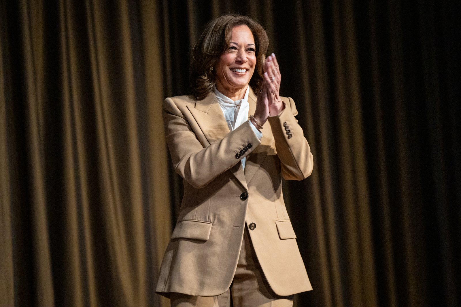Kamala Harris, former Vice President and 2024 presidential candidate, arrives during the National Action Network (NAN) Convention in New York, April 10, 2026.