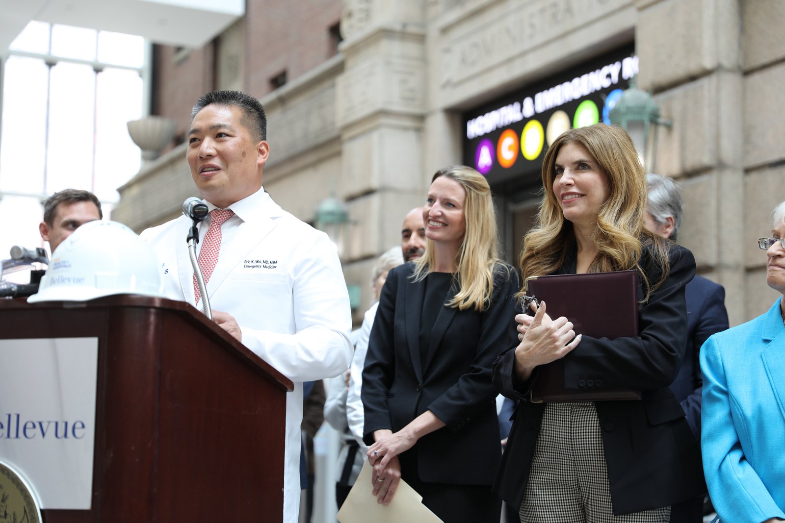 Bellevue Hospital CEO Eric Wei speaks during a press conference announcing $26.5 million in funding from the City Council.