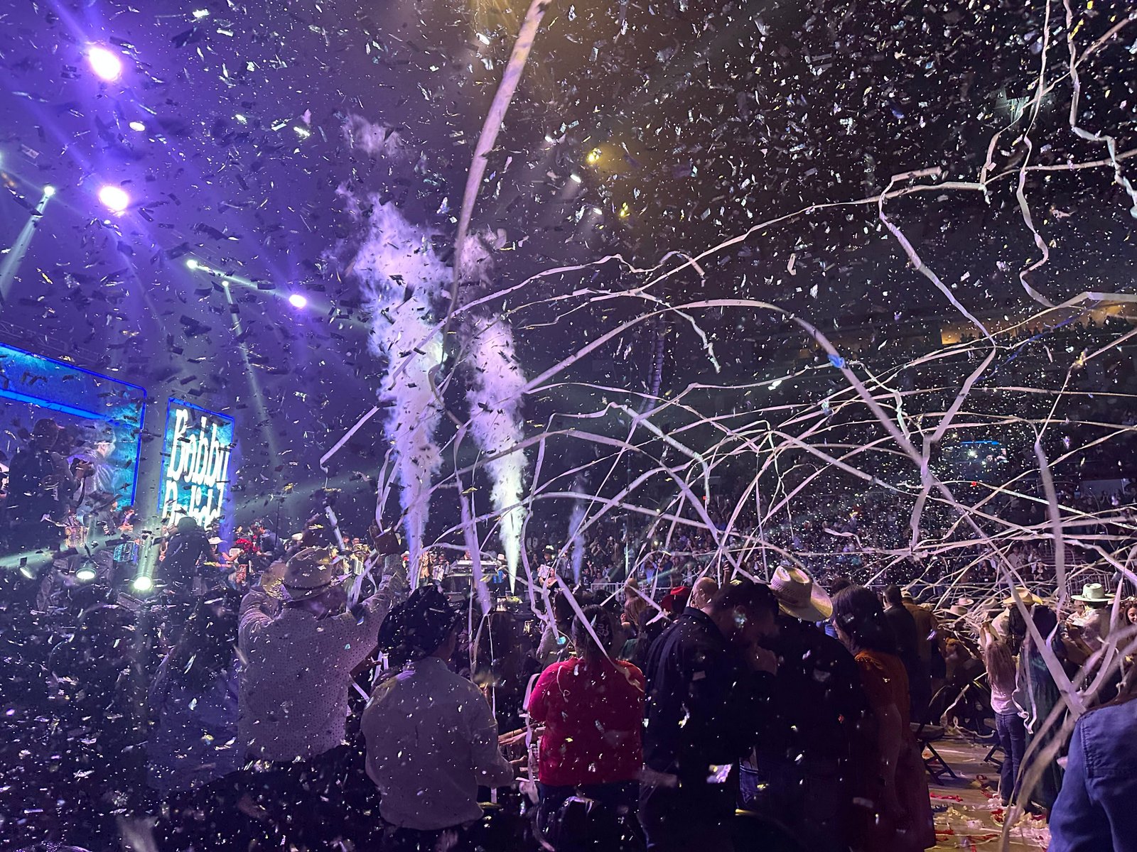 Confetti goes off at the end of Bobby Pulido's final concert.